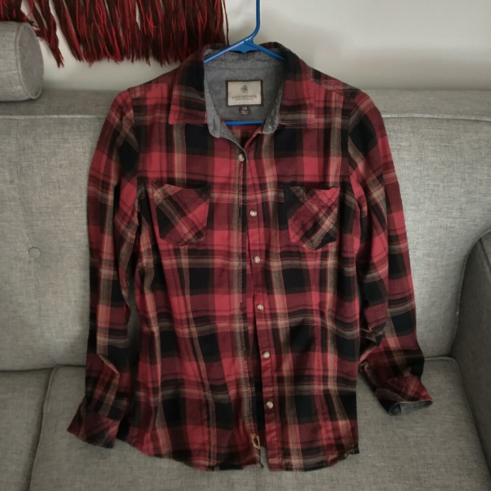Legendary Whitetails Cottage Escape Women's Flannel Red/Black/Gray Sz L